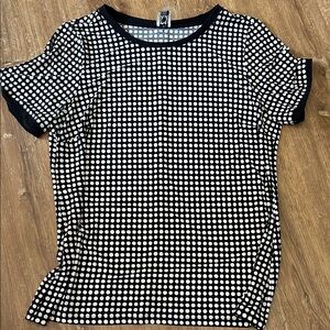 Anne Klein Black and White Dotted Short Sleeve Top